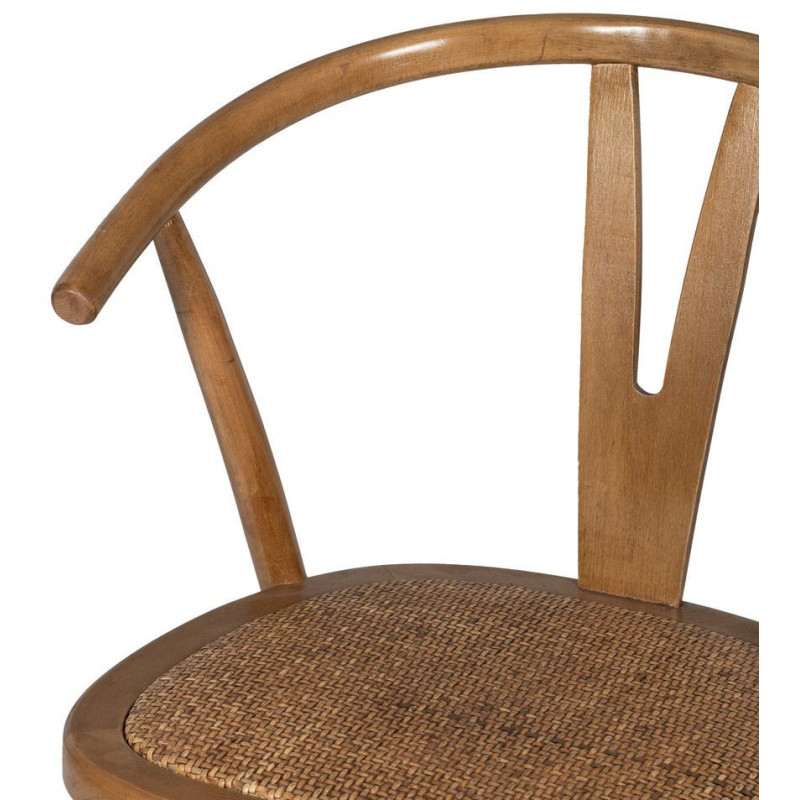 Chaise bistrot vintage Bois d'orme Miel Rotin Marron Tressé Zorvia - 6