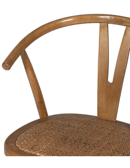 Chaise bistrot vintage Bois d'orme Miel Rotin Marron Tressé Zorvia - 6