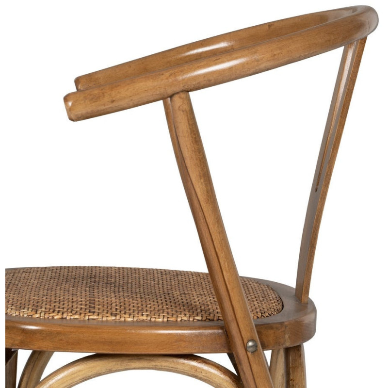 Chaise bistrot vintage Bois d'orme Miel Rotin Marron Tressé Zorvia - 7