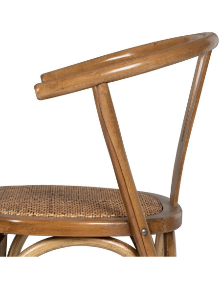 Chaise bistrot vintage Bois d'orme Miel Rotin Marron Tressé Zorvia - 7