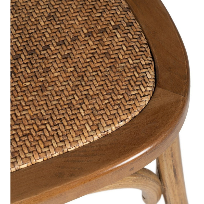 Chaise bistrot vintage Bois d'orme Miel Rotin Marron Tressé Zorvia - 9