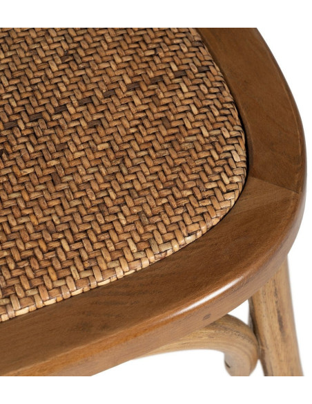 Chaise bistrot vintage Bois d'orme Miel Rotin Marron Tressé Zorvia - 9