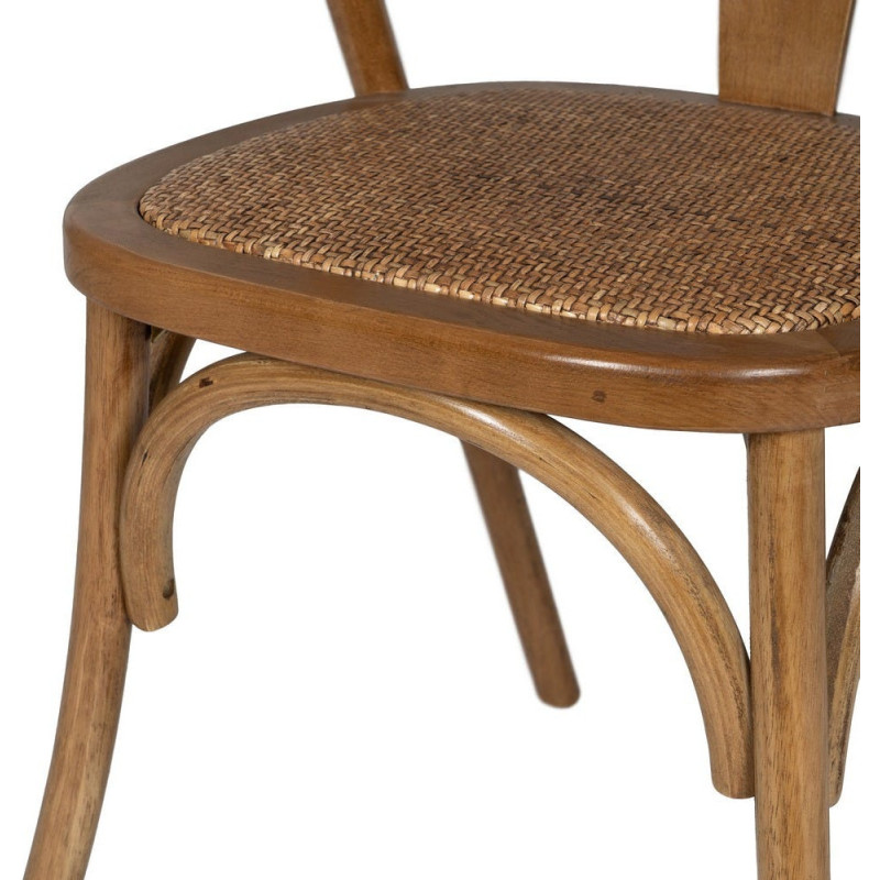 Chaise bistrot vintage Bois d'orme Miel Rotin Marron Tressé Zorvia - 10