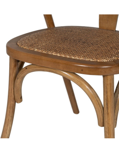 Chaise bistrot vintage Bois d'orme Miel Rotin Marron Tressé Zorvia - 10