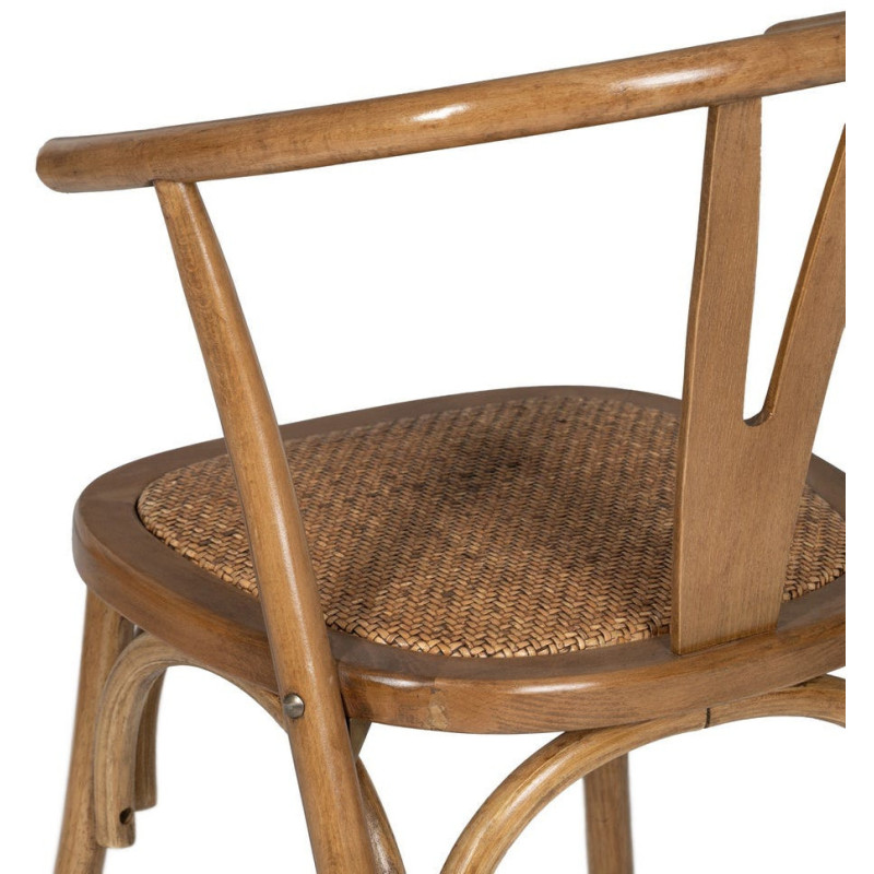 Chaise bistrot vintage Bois d'orme Miel Rotin Marron Tressé Zorvia - 11