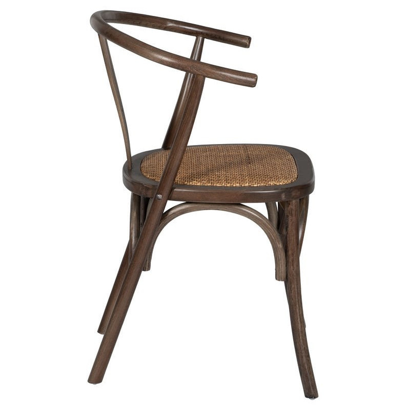 Chaise bistrot vintage Bois d'orme Chocolat Rotin Marron Tressé Zorvia - 3