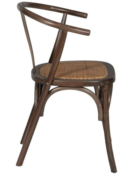 Chaise bistrot vintage Bois d'orme Chocolat Rotin Marron Tressé Zorvia - 3