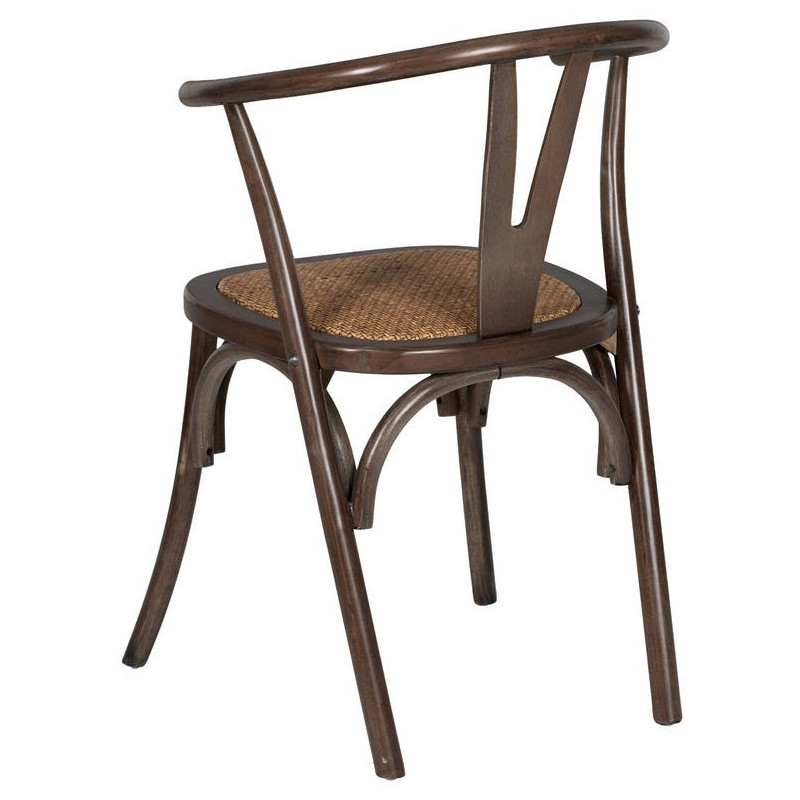Chaise bistrot vintage Bois d'orme Chocolat Rotin Marron Tressé Zorvia - 4
