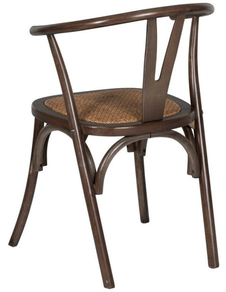 Chaise bistrot vintage Bois d'orme Chocolat Rotin Marron Tressé Zorvia - 4
