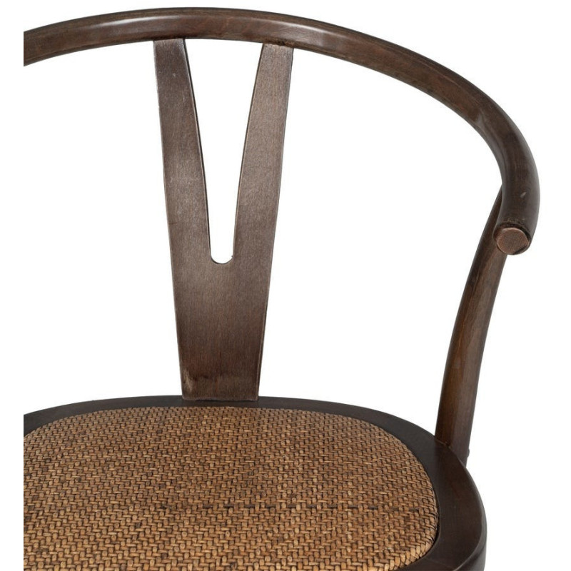 Chaise bistrot vintage Bois d'orme Chocolat Rotin Marron Tressé Zorvia - 5