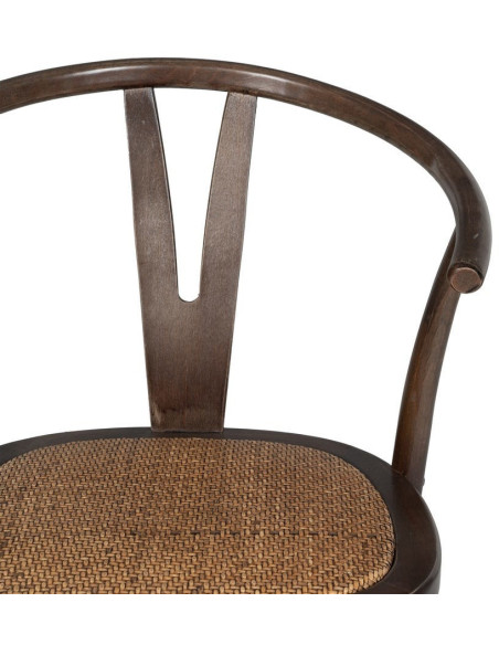 Chaise bistrot vintage Bois d'orme Chocolat Rotin Marron Tressé Zorvia - 5