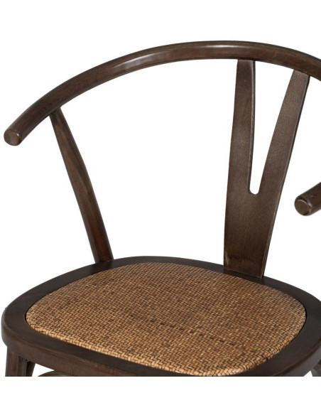 Chaise bistrot vintage Bois d'orme Chocolat Rotin Marron Tressé Zorvia - 6