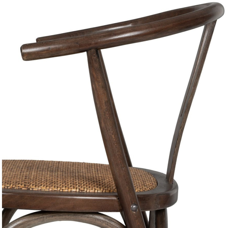 Chaise bistrot vintage Bois d'orme Chocolat Rotin Marron Tressé Zorvia - 7