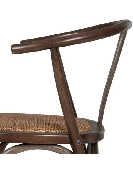 Chaise bistrot vintage Bois d'orme Chocolat Rotin Marron Tressé Zorvia - 7