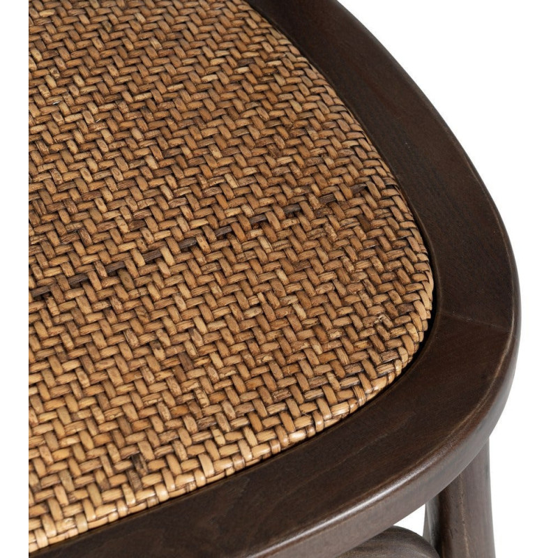Chaise bistrot vintage Bois d'orme Chocolat Rotin Marron Tressé Zorvia - 9