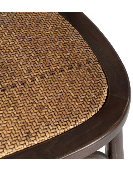 Chaise bistrot vintage Bois d'orme Chocolat Rotin Marron Tressé Zorvia - 9
