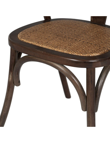 Chaise bistrot vintage Bois d'orme Chocolat Rotin Marron Tressé Zorvia - 10