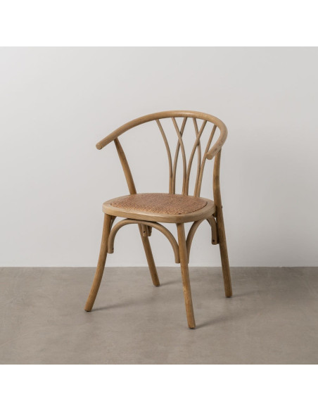 Chaise bistrot vintage Bois d'orme Naturel Rotin Marron Tressé Helira - 12