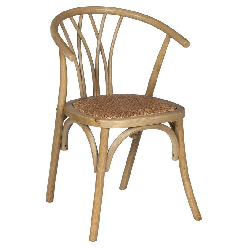 Chaise bistrot vintage Bois d'orme Naturel Rotin Marron Tressé Helira - 1