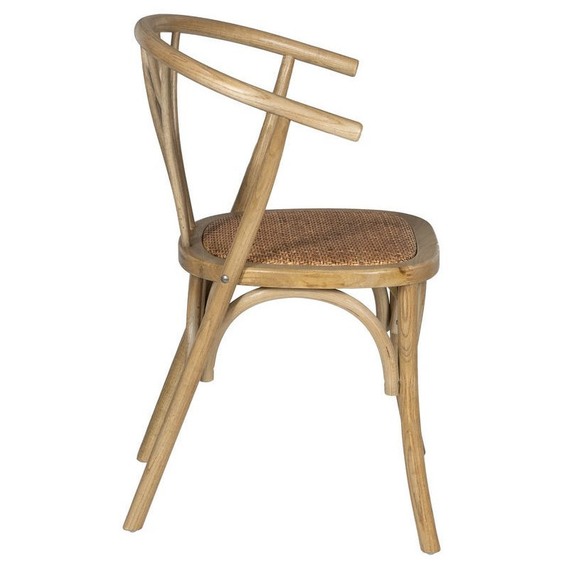 Chaise bistrot vintage Bois d'orme Naturel Rotin Marron Tressé Helira - 3