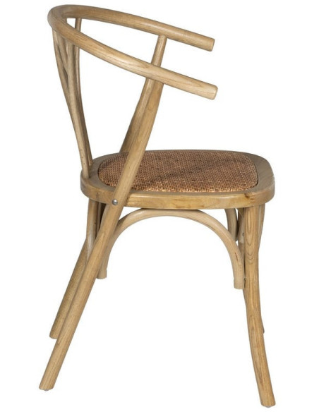 Chaise bistrot vintage Bois d'orme Naturel Rotin Marron Tressé Helira - 3