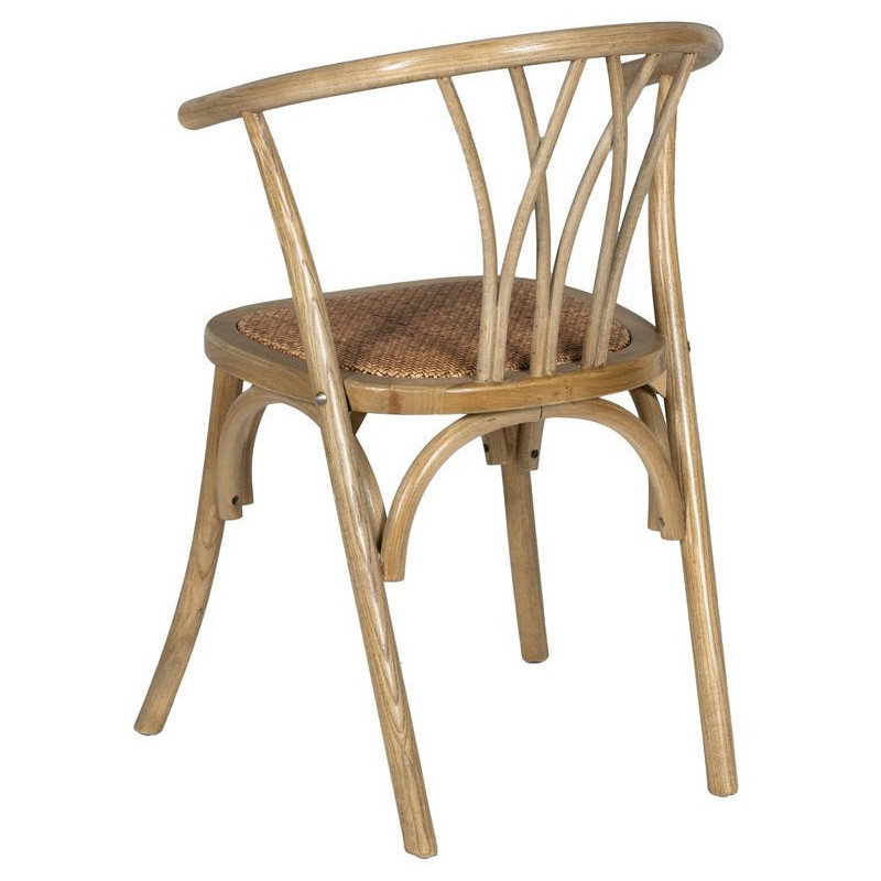 Chaise bistrot vintage Bois d'orme Naturel Rotin Marron Tressé Helira - 4