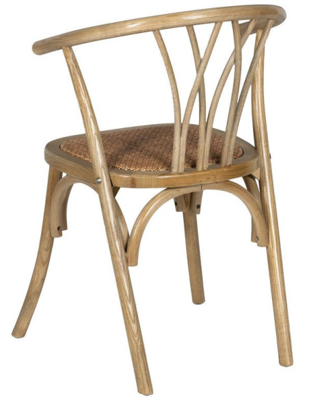 Chaise bistrot vintage Bois d'orme Naturel Rotin Marron Tressé Helira - 4