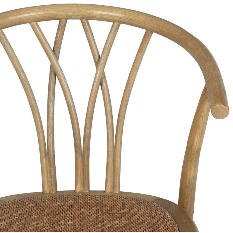 Chaise bistrot vintage Bois d'orme Naturel Rotin Marron Tressé Helira - 5