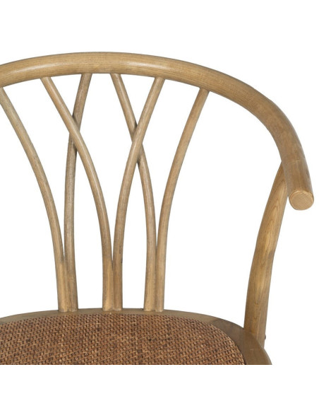 Chaise bistrot vintage Bois d'orme Naturel Rotin Marron Tressé Helira - 5