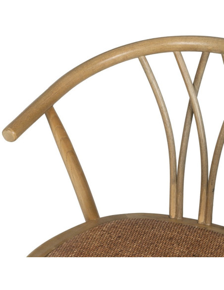 Chaise bistrot vintage Bois d'orme Naturel Rotin Marron Tressé Helira - 6