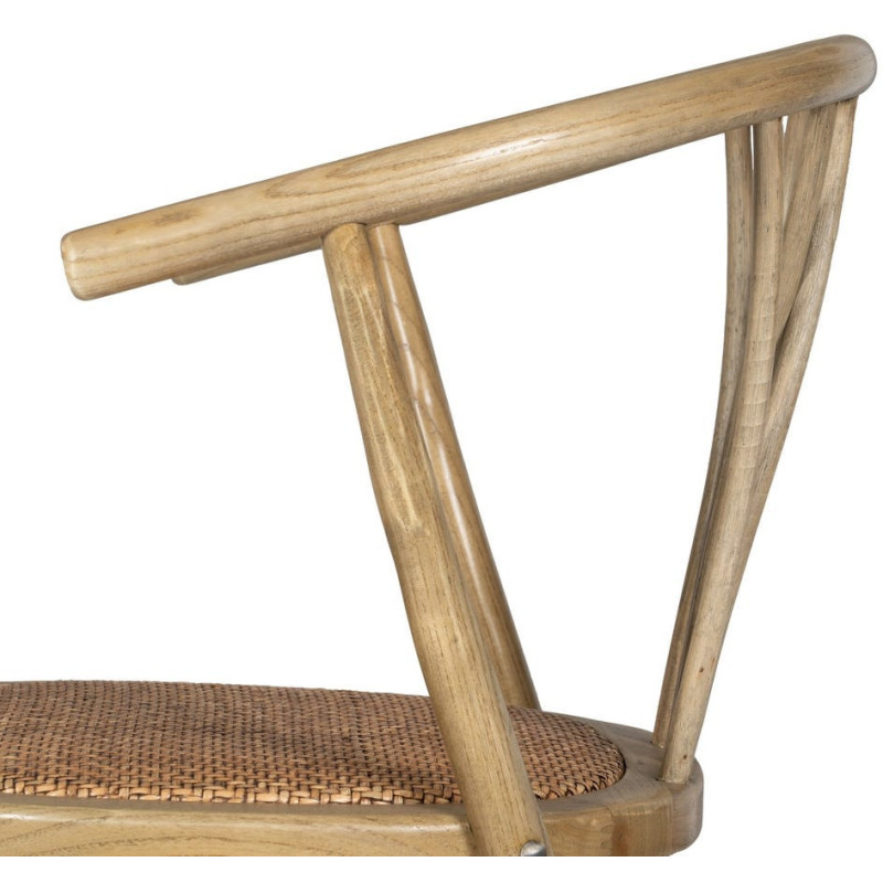 Chaise bistrot vintage Bois d'orme Naturel Rotin Marron Tressé Helira - 7