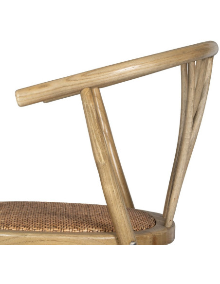 Chaise bistrot vintage Bois d'orme Naturel Rotin Marron Tressé Helira - 7