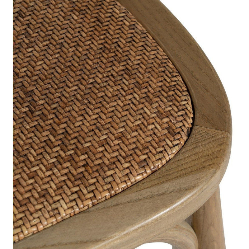 Chaise bistrot vintage Bois d'orme Naturel Rotin Marron Tressé Helira - 9