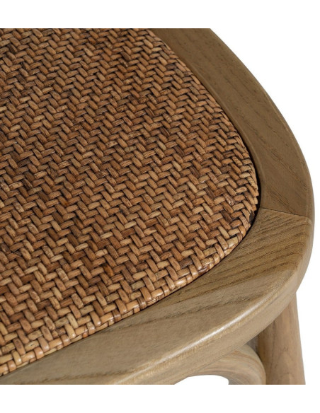 Chaise bistrot vintage Bois d'orme Naturel Rotin Marron Tressé Helira - 9