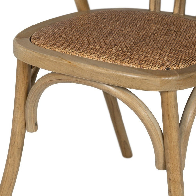 Chaise bistrot vintage Bois d'orme Naturel Rotin Marron Tressé Helira - 10
