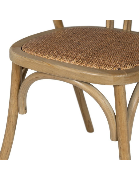 Chaise bistrot vintage Bois d'orme Naturel Rotin Marron Tressé Helira - 10