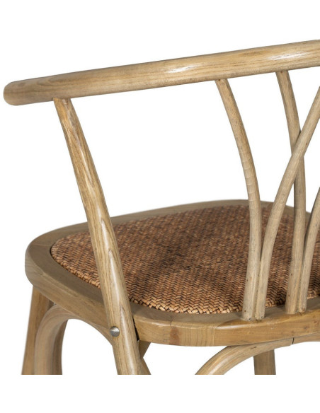 Chaise bistrot vintage Bois d'orme Naturel Rotin Marron Tressé Helira - 11