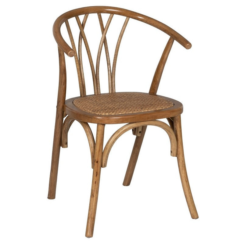 Chaise bistrot vintage Bois d'orme Miel Rotin Marron Tressé Helira - 1