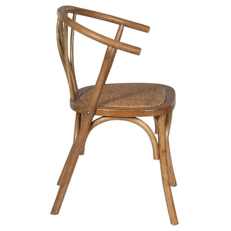 Chaise bistrot vintage Bois d'orme Miel Rotin Marron Tressé Helira - 3