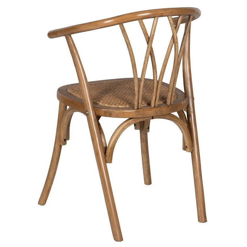 Chaise bistrot vintage Bois d'orme Miel Rotin Marron Tressé Helira - 4