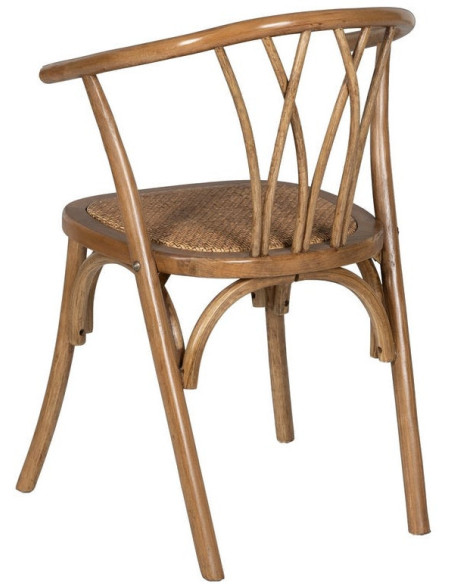 Chaise bistrot vintage Bois d'orme Miel Rotin Marron Tressé Helira - 4