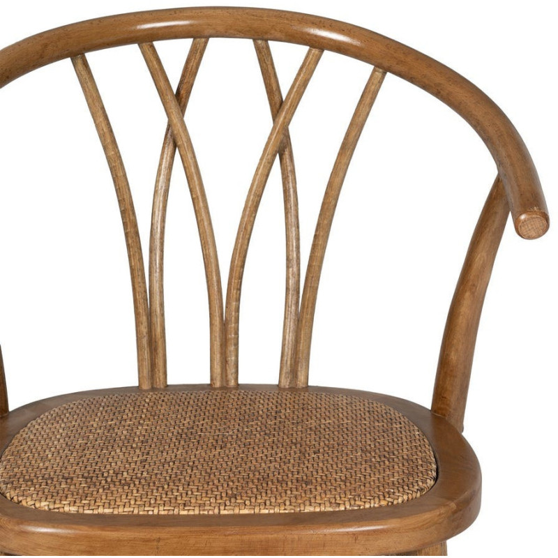 Chaise bistrot vintage Bois d'orme Miel Rotin Marron Tressé Helira - 5