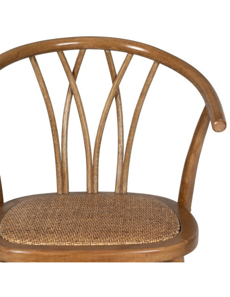 Chaise bistrot vintage Bois d'orme Miel Rotin Marron Tressé Helira - 5