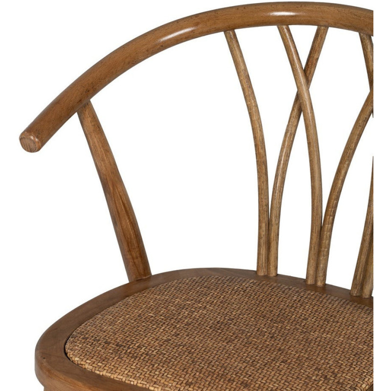 Chaise bistrot vintage Bois d'orme Miel Rotin Marron Tressé Helira - 6