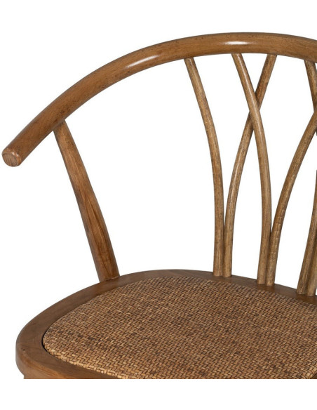 Chaise bistrot vintage Bois d'orme Miel Rotin Marron Tressé Helira - 6