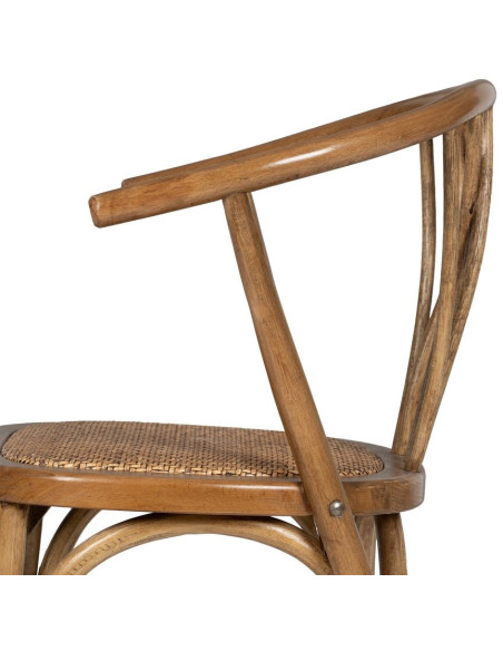Chaise bistrot vintage Bois d'orme Miel Rotin Marron Tressé Helira - 7