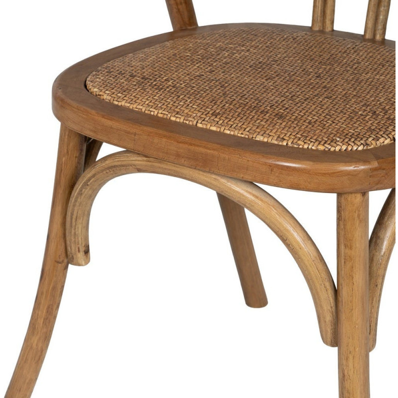 Chaise bistrot vintage Bois d'orme Miel Rotin Marron Tressé Helira - 10