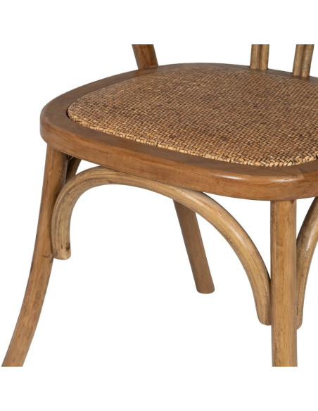 Chaise bistrot vintage Bois d'orme Miel Rotin Marron Tressé Helira - 10
