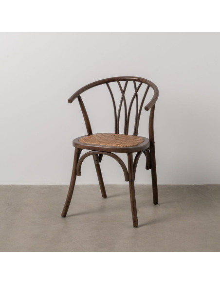 Chaise bistrot vintage Bois d'orme Chocolat Rotin Marron Tressé Helira - 12
