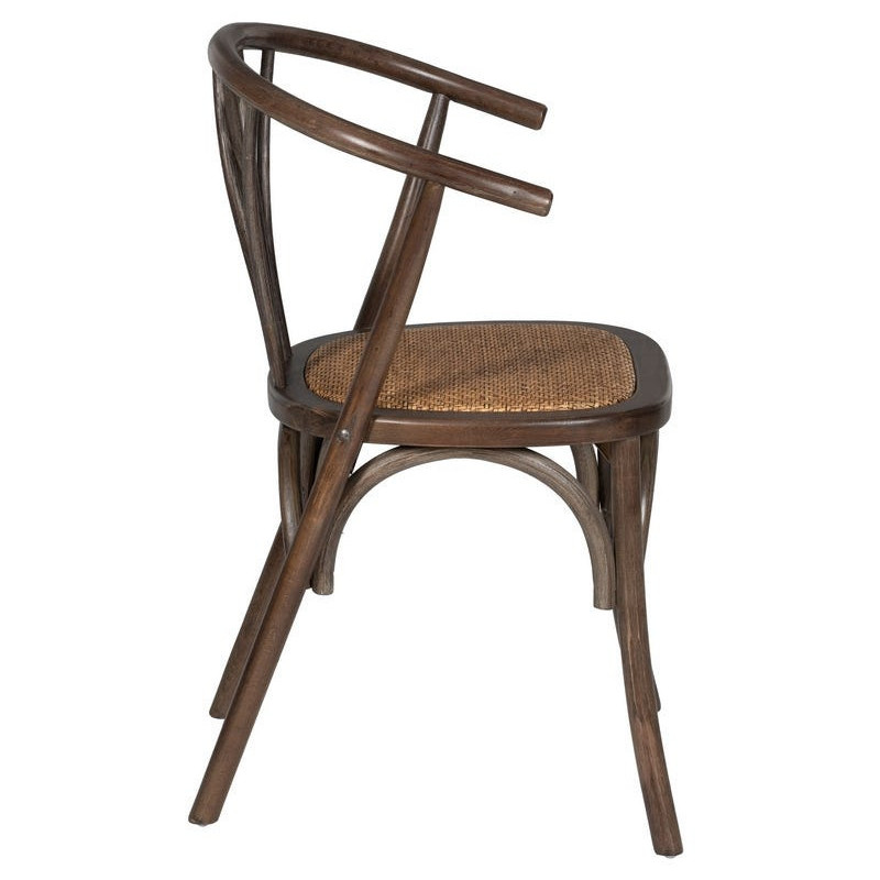 Chaise bistrot vintage Bois d'orme Chocolat Rotin Marron Tressé Helira - 3